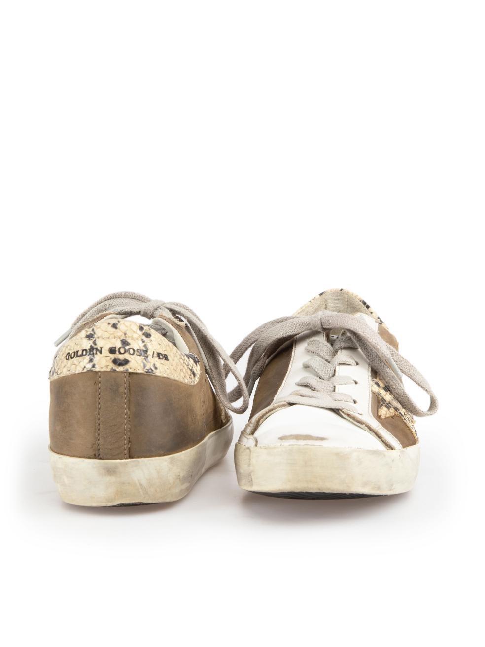 Beige Golden Goose Brown Snakeskin Superstar Trainers Size IT 36