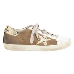 Golden Goose Brown Snakeskin Superstar Trainers Size IT 36