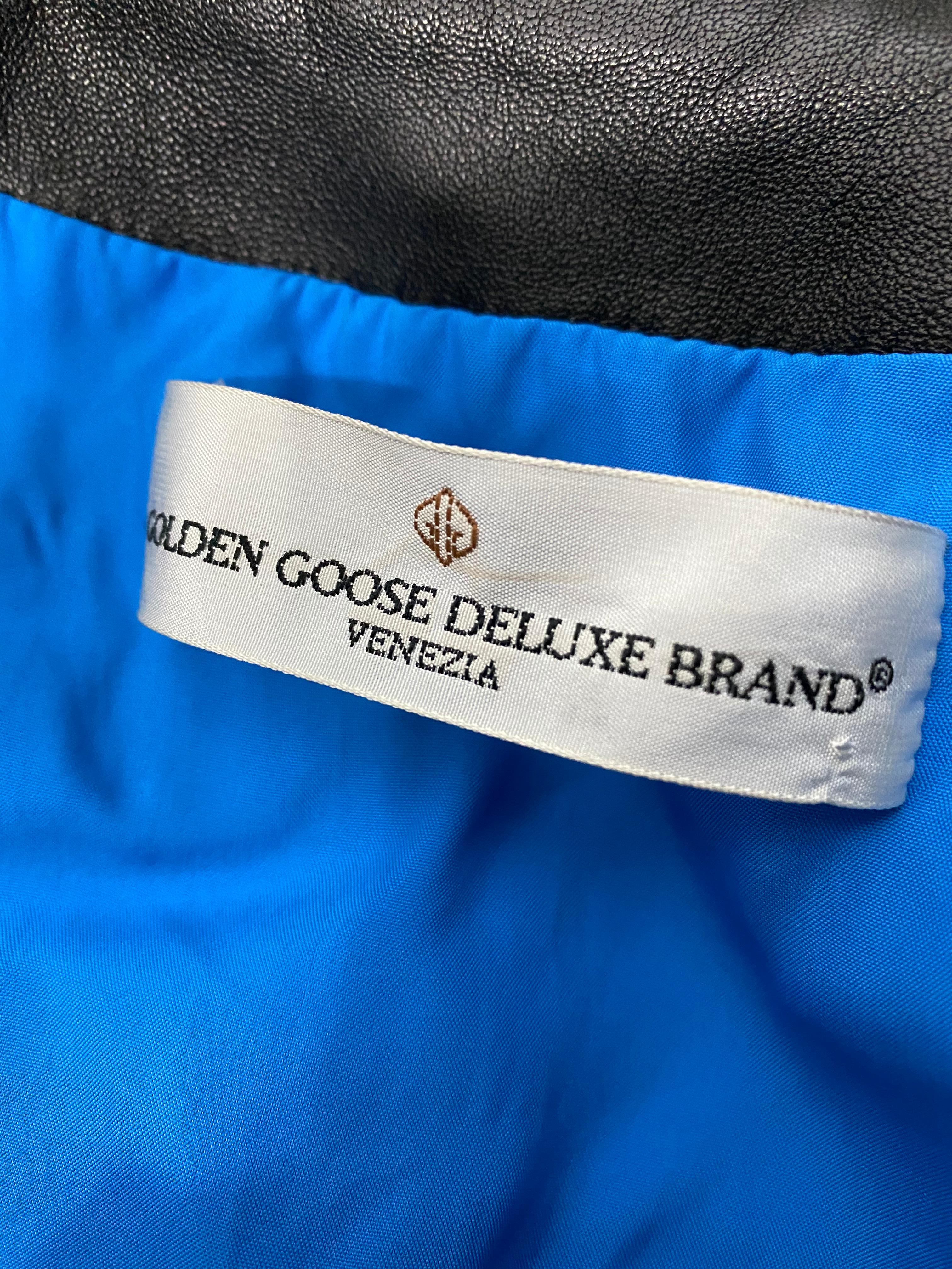 Golden Goose Deluxe Brand - Veste en cuir de veau noir, taille M en vente 5