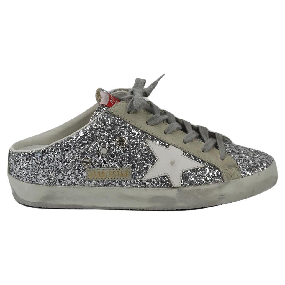 Golden Goose Deluxe Brand Glittered Leather And Suede Slip On Sneakers Eu 38 Uk 