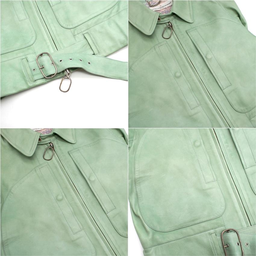 mint green leather jacket