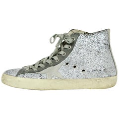 Golden Goose Deluxe Brand Silver Glitter Francy High Top Sneakers sz 36