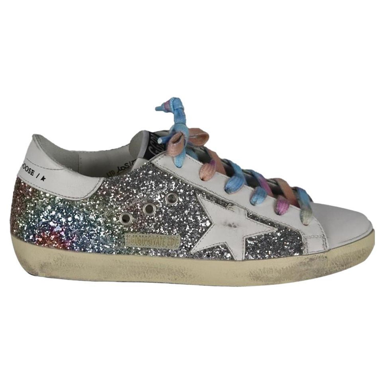 Golden Goose Deluxe Brand Superstar Glittered Leather Sneakers Eu 38 Uk 5  Us 8 For Sale at 1stDibs