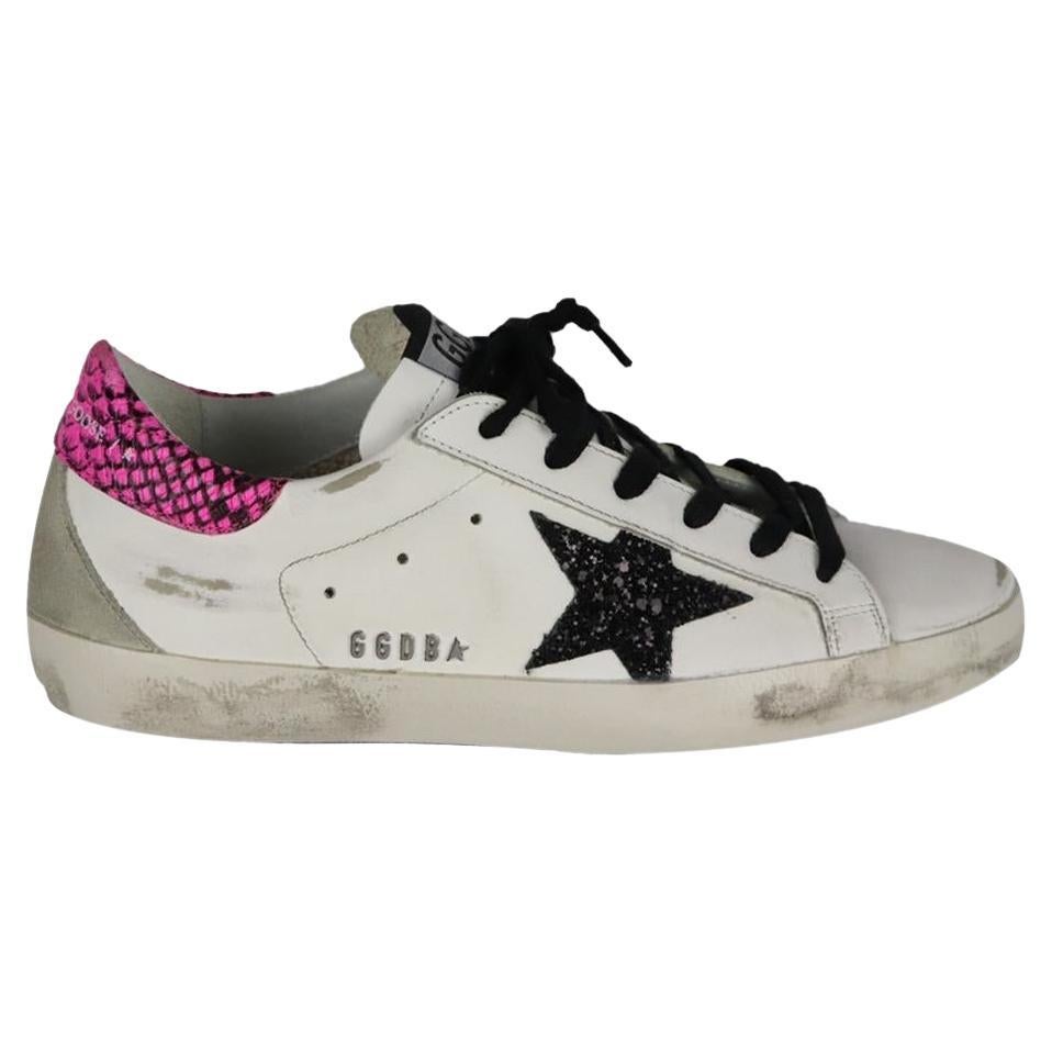 GOLDEN GOOSE SUPERSTAR RAY Size 10 Silver Metallic Leather Star Patch ...