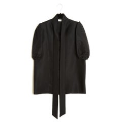 Golden Goose Deluxe Brand Top FR40 Black Wool Silk Ascot Blouse UK12 US10 New