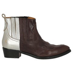 Golden Goose Deluxe Brand  Women   Ankle boots  Burgundy, Silver Leather EU 37