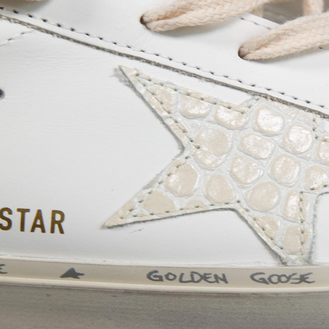 De las mujeres Golden Goose FW24 Zapatillas Hi Star Piel Blanca Talla IT 44
