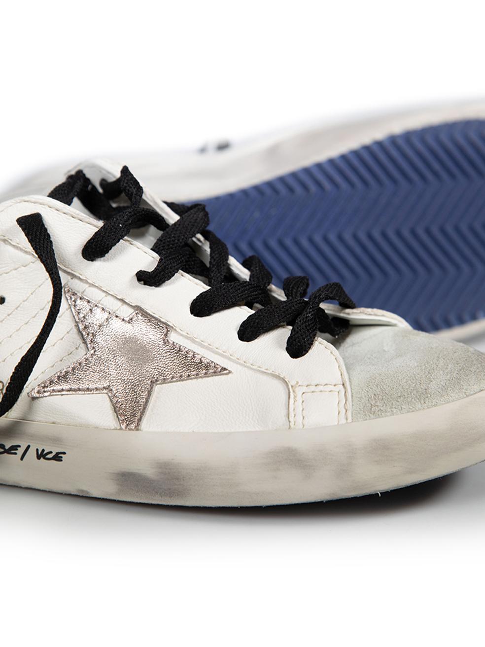 Golden Goose FW24 White Leather Metallic Trim Trainers Size FR 42 1
