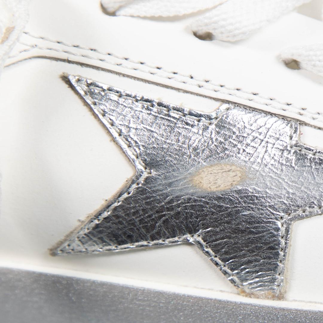 Women's Golden Goose FW24 White Leather Silver Stardan Trainers Size IT 37