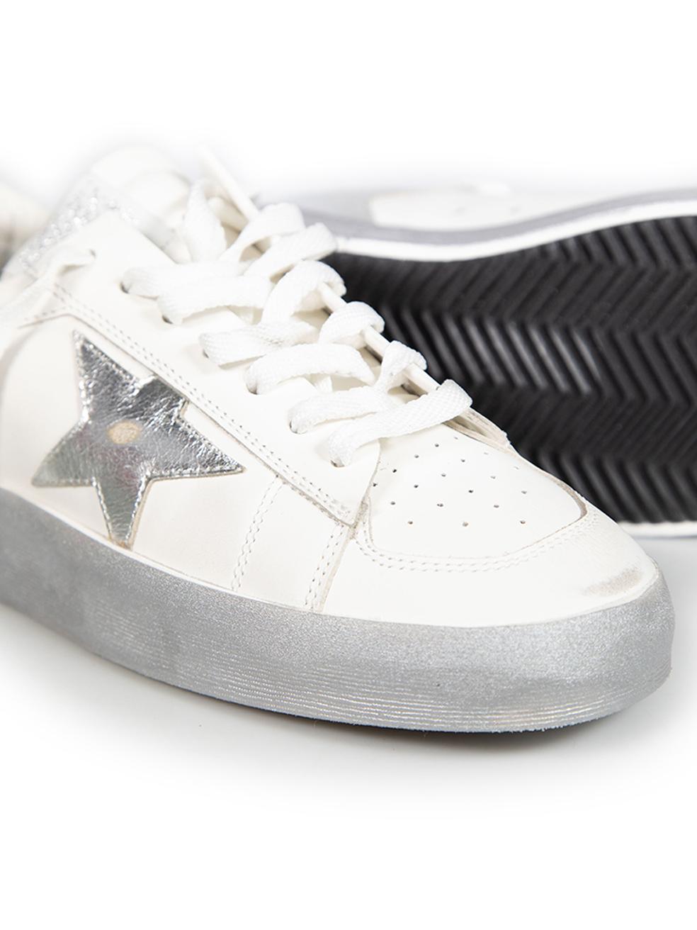 Golden Goose FW24 White Leather Silver Stardan Trainers Size IT 37 1