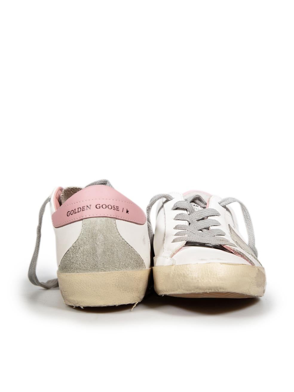 Beige Golden Goose FW24 White & Light Pink Leather Superstar Trainers Size FR 42