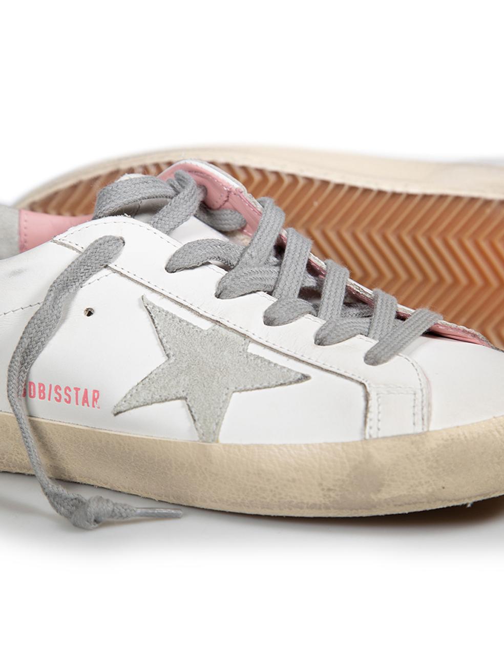 Golden Goose FW24 White & Light Pink Leather Superstar Trainers Size FR 42 1