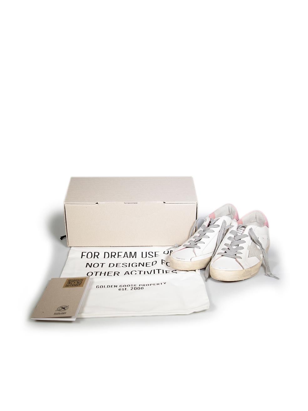 Golden Goose FW24 White & Light Pink Leather Superstar Trainers Size FR 42 2