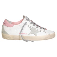 Golden Goose FW24 White & Light Pink Leather Superstar Trainers Size FR 42