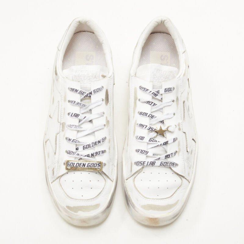 White GOLDEN GOOSE GG/AFG Stardan distressed white low top sneaker EU38
