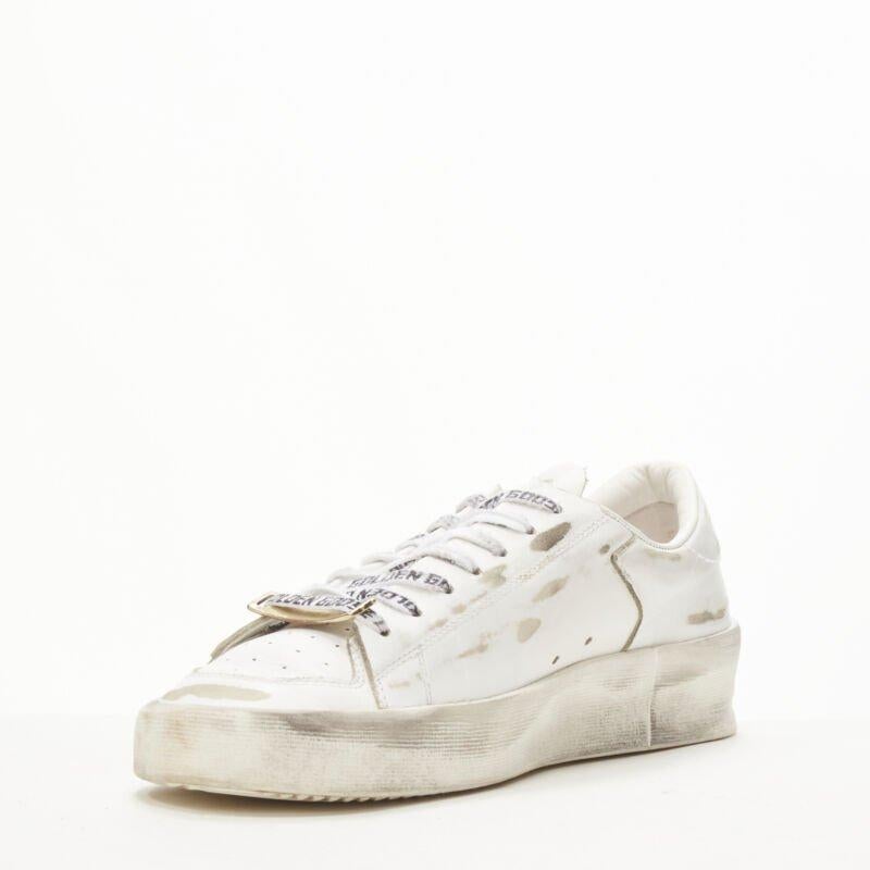 GOLDEN GOOSE GG/AFG Stardan distressed white low top sneaker EU38 In Excellent Condition In Hong Kong, NT