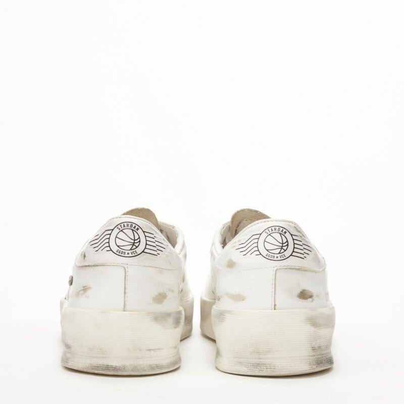 Women's GOLDEN GOOSE GG/AFG Stardan distressed white low top sneaker EU38