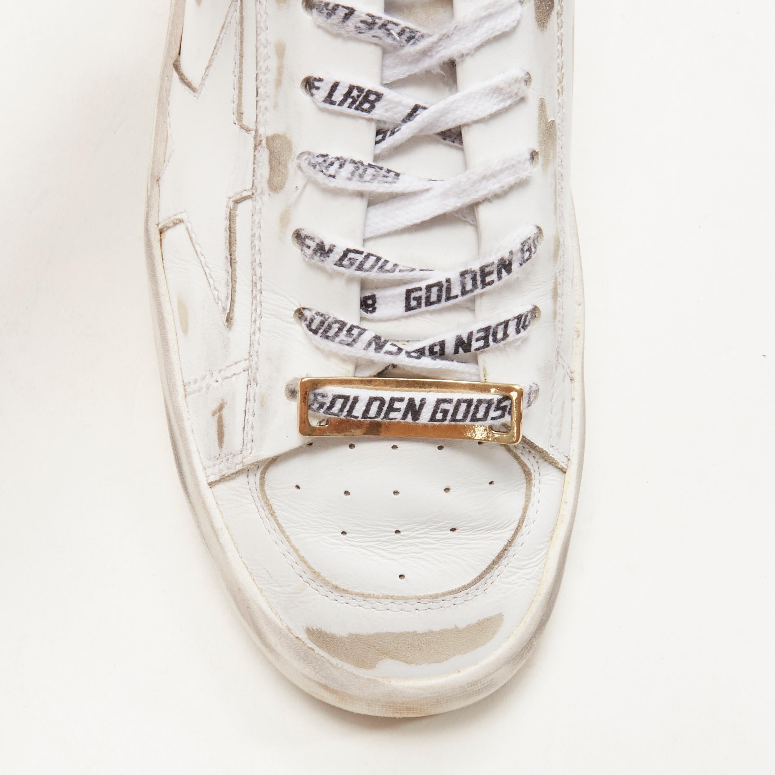 White GOLDEN GOOSE GG/AFG Stardan distressed white low top sneaker EU38 For Sale