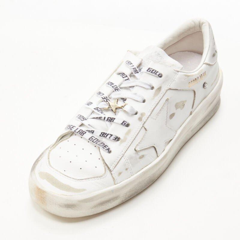GOLDEN GOOSE GG/AFG Stardan distressed white low top sneaker EU38 3