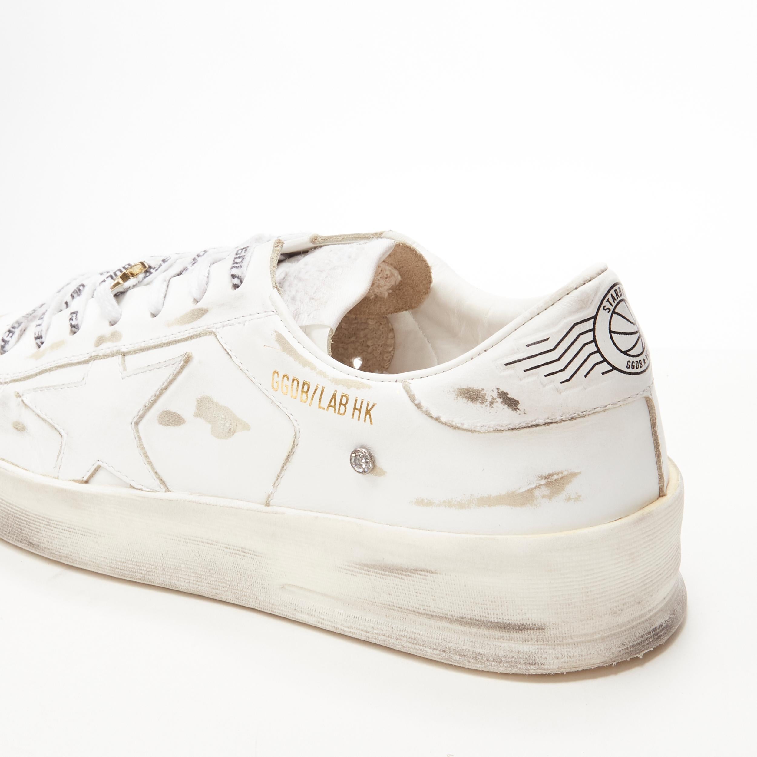 Women's GOLDEN GOOSE GG/AFG Stardan distressed white low top sneaker EU38 For Sale