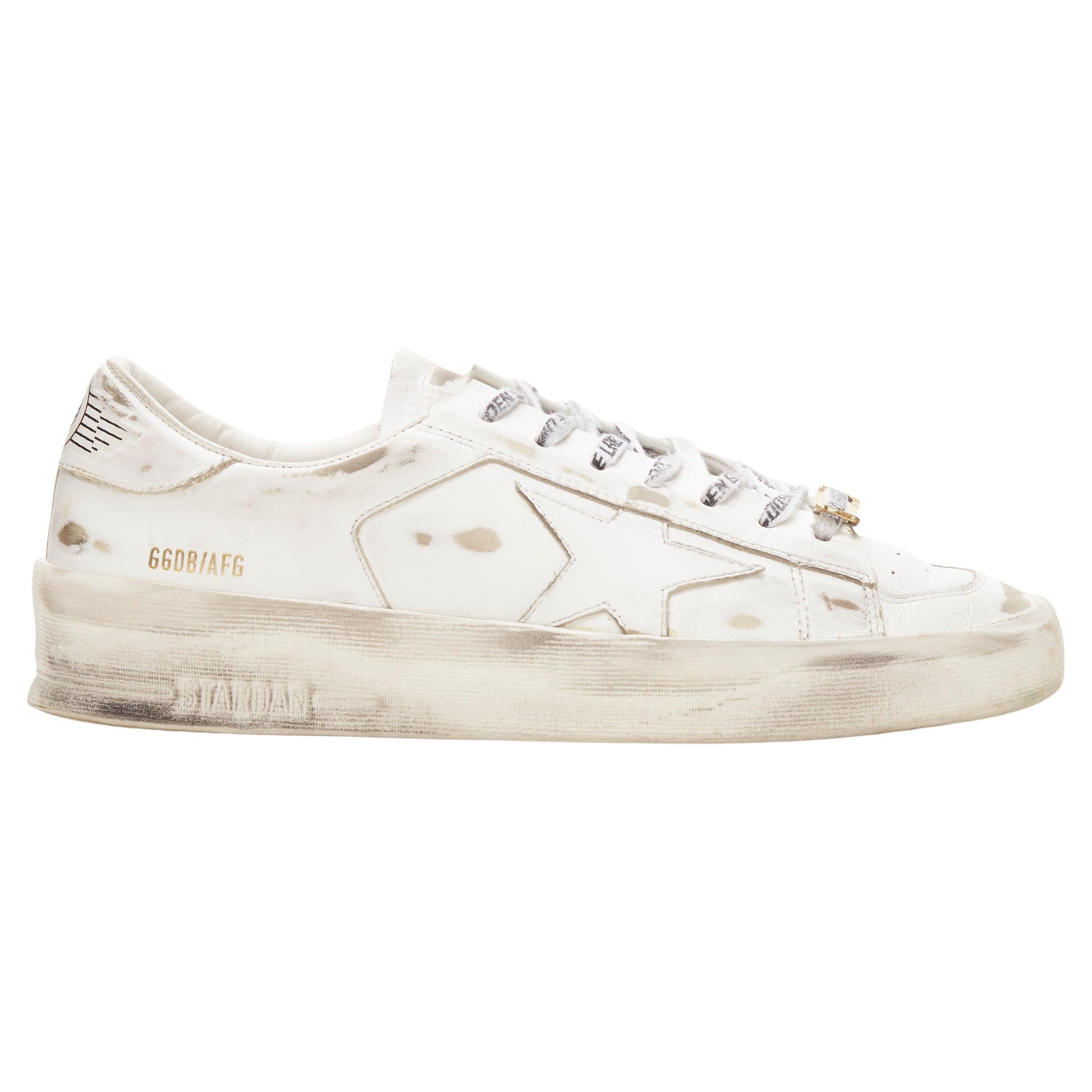 GOLDEN GOOSE GG/AFG Stardan distressed white low top sneaker EU38 For Sale