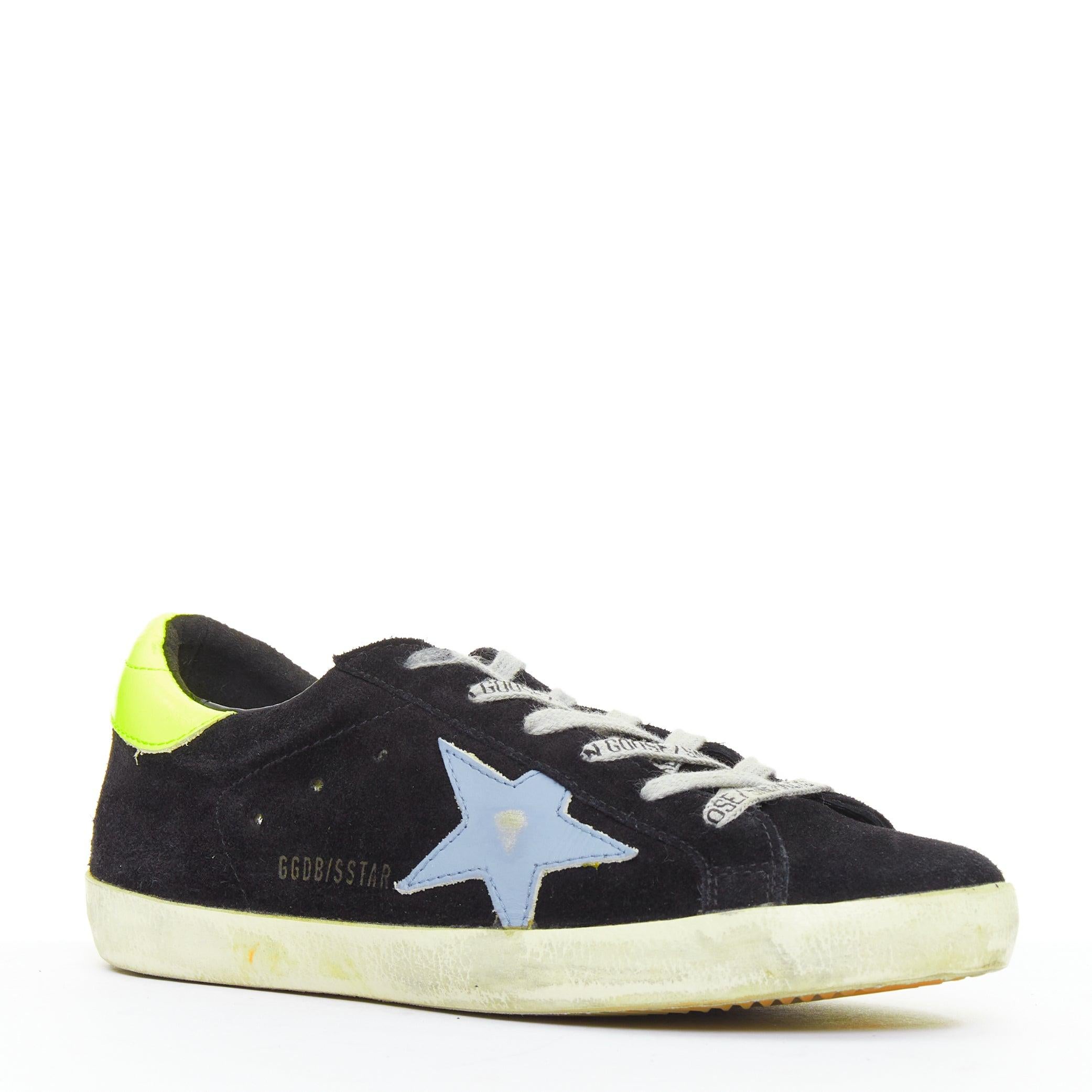 GOLDEN GOOSE GGDB SStar schwarz neon grün Wildleder Turnschuhe EU37 (Schwarz) im Angebot