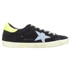 GOLDEN GOOSE GGDB SStar black neon green suede distressed sneakers EU37