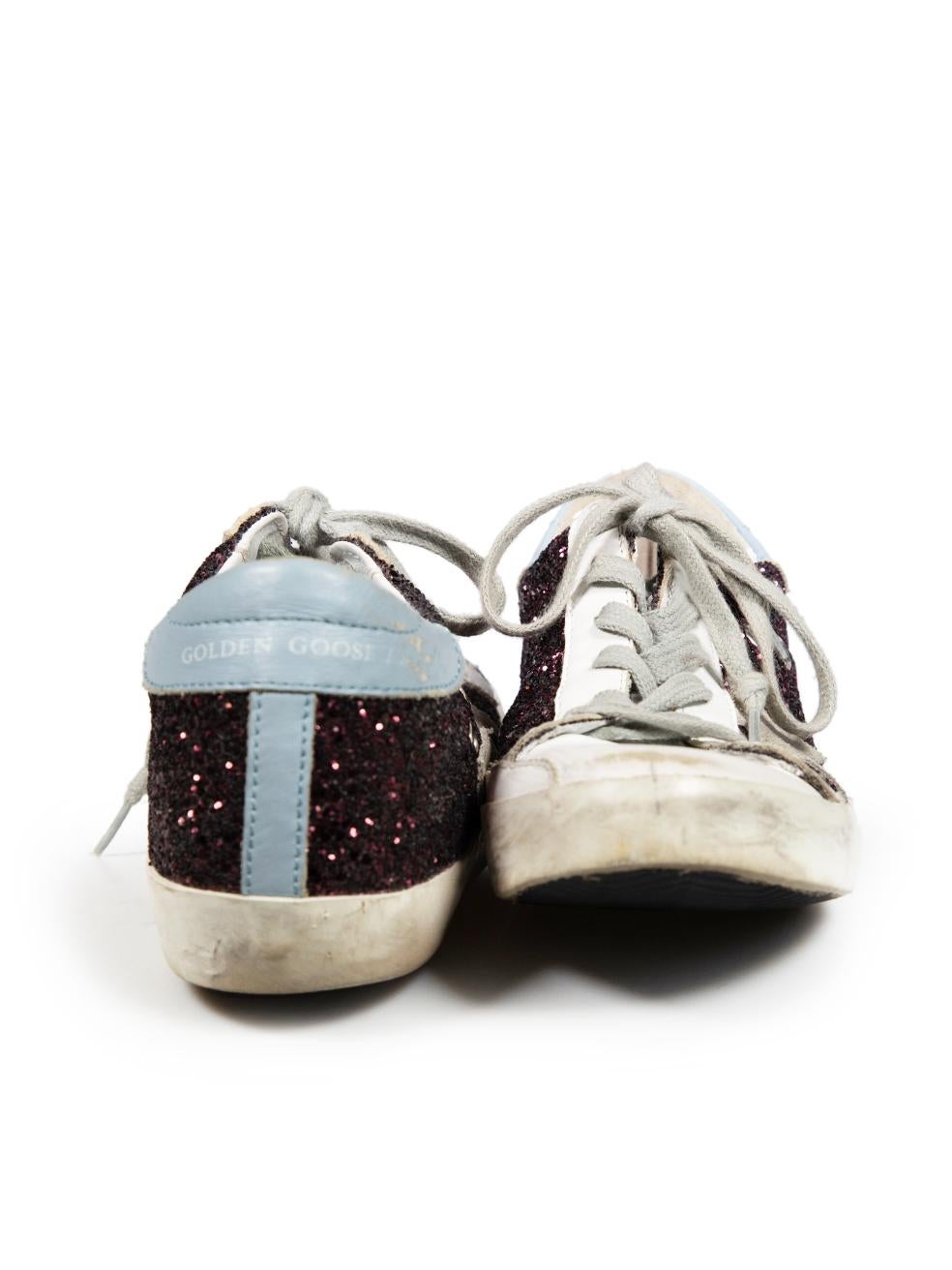 Gray Golden Goose Glitter Superstar Distressed Trainers Size IT 37