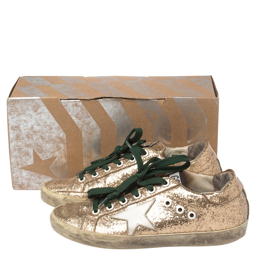 Women's Golden Goose Gold Glitter And PVC Superstar Sneakers Size 37