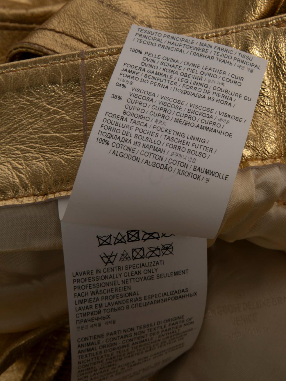 Golden Goose Gold Leather Trousers Size S 6