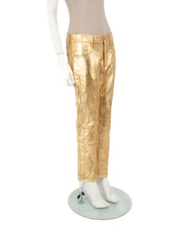 Golden Goose Gold Leather Trousers Size S