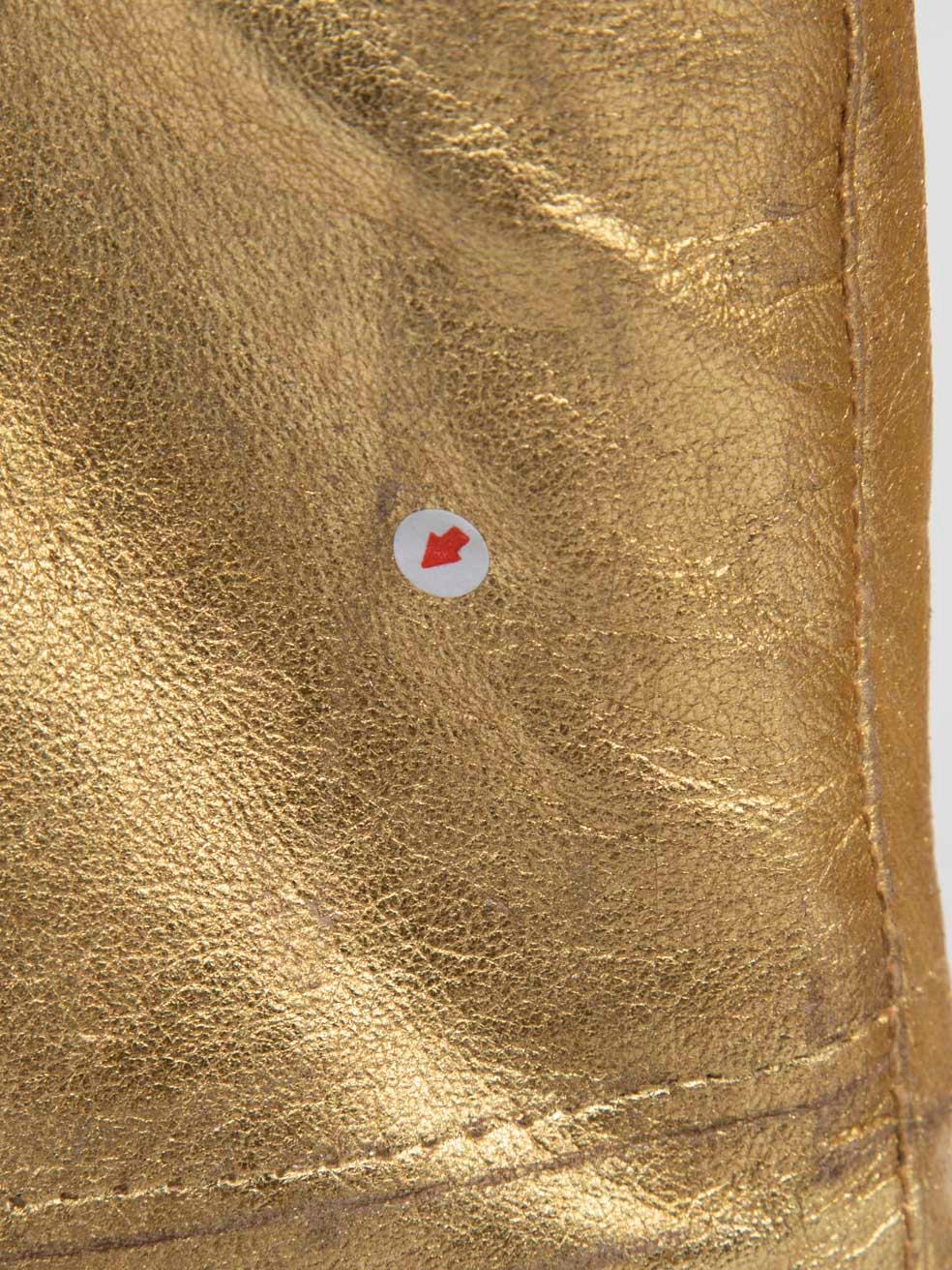 Golden Goose Gold Leather Trousers Size S 3