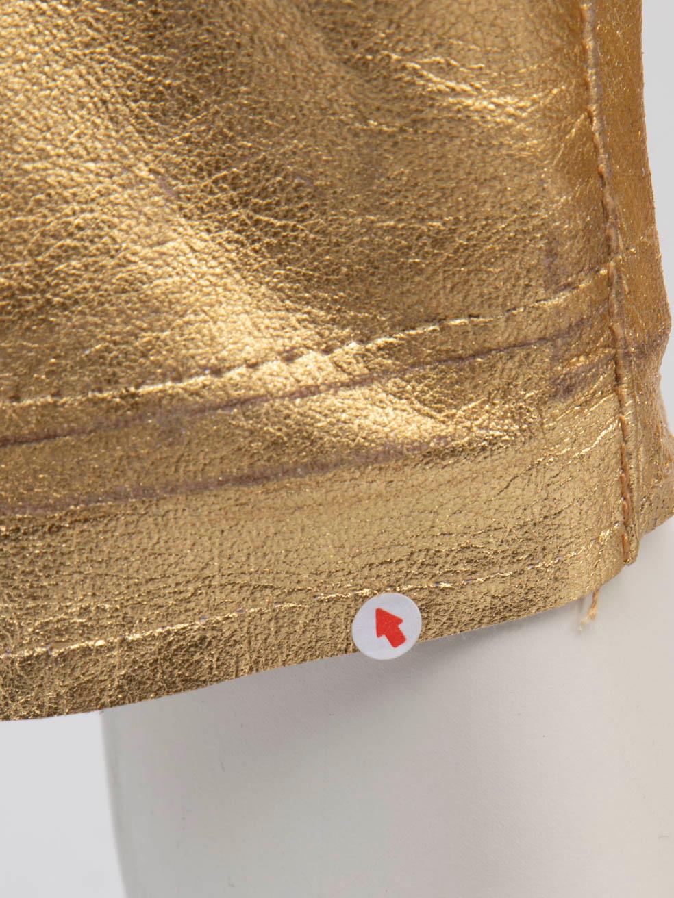 Golden Goose Gold Leather Trousers Size S 4