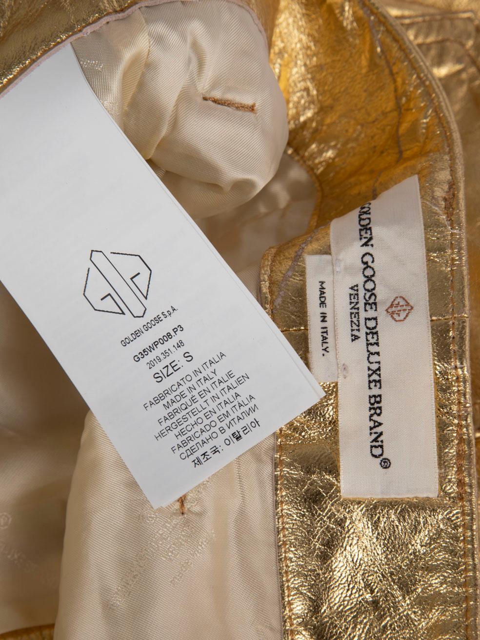 Golden Goose Gold Leather Trousers Size S 5