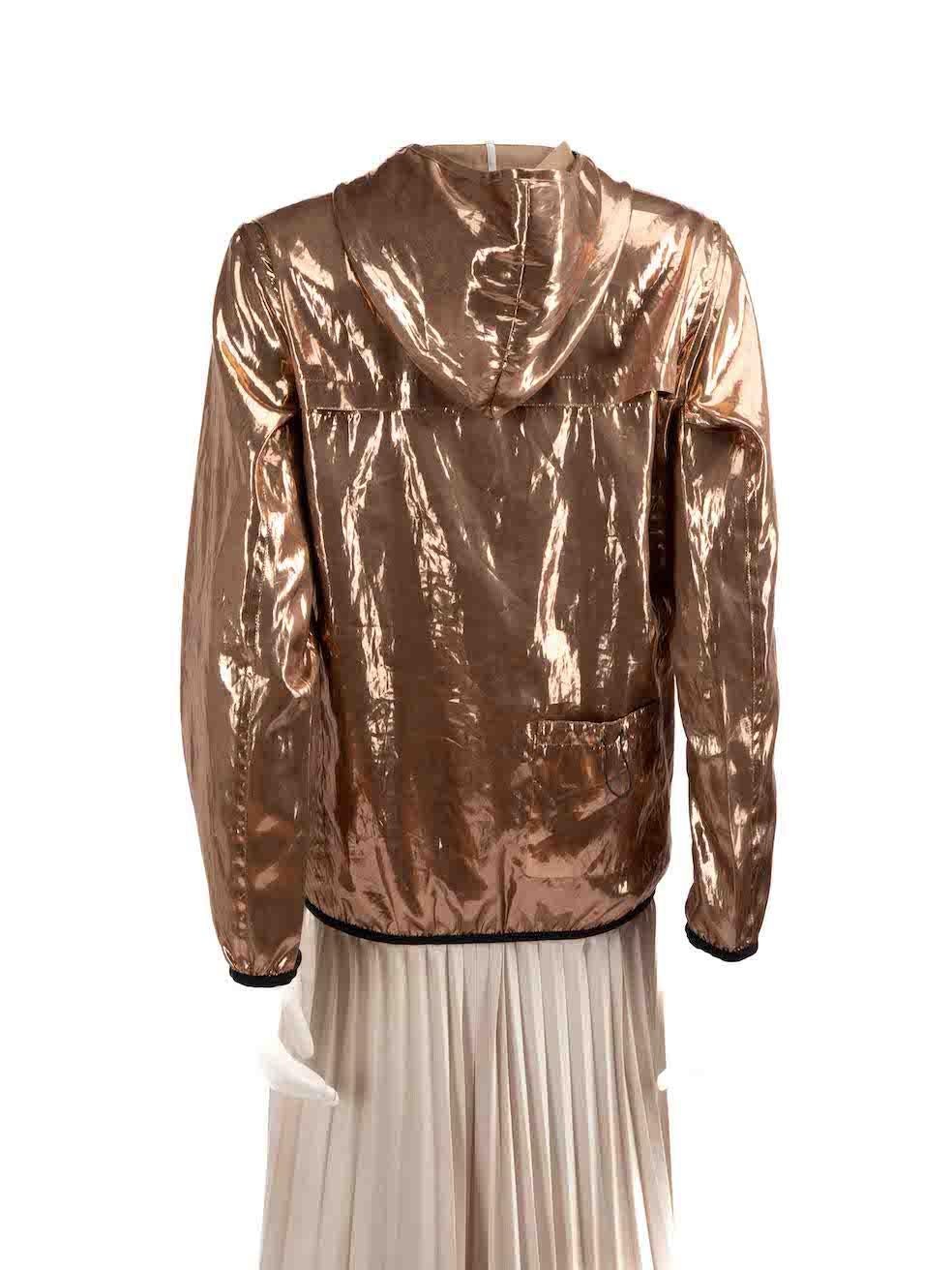 Brown Golden Goose Gold Metallic Hooded Windbreaker Size M For Sale