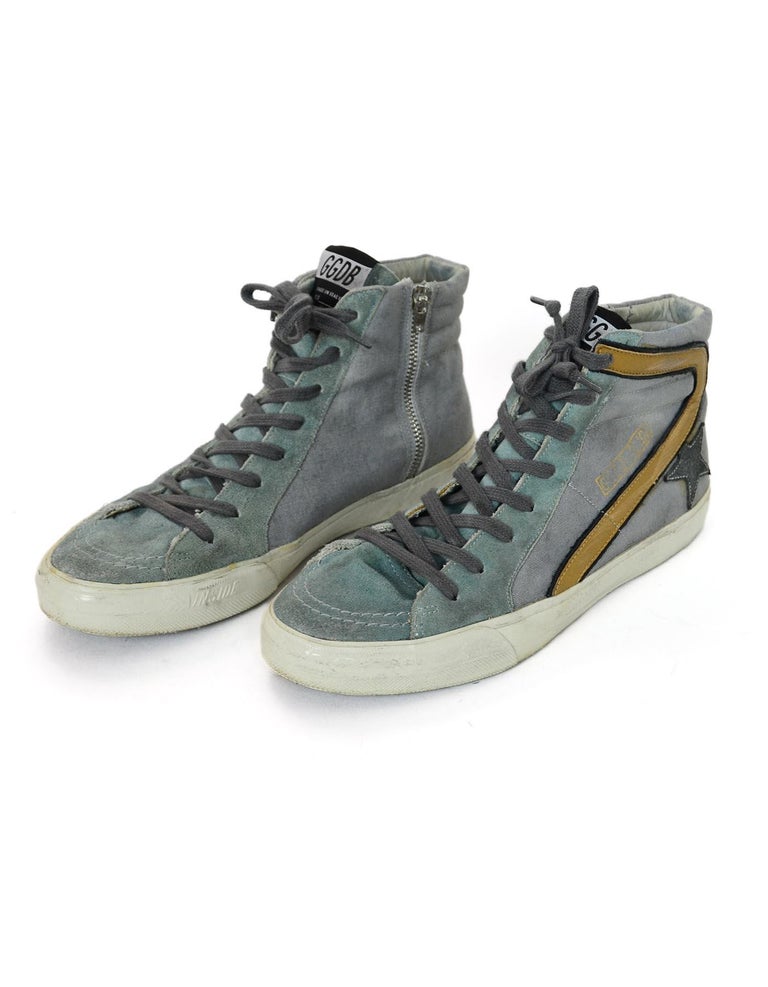 Golden Goose Green/Blue Zip High Top Skate Sneakers W/ Laces and Box Sz ...