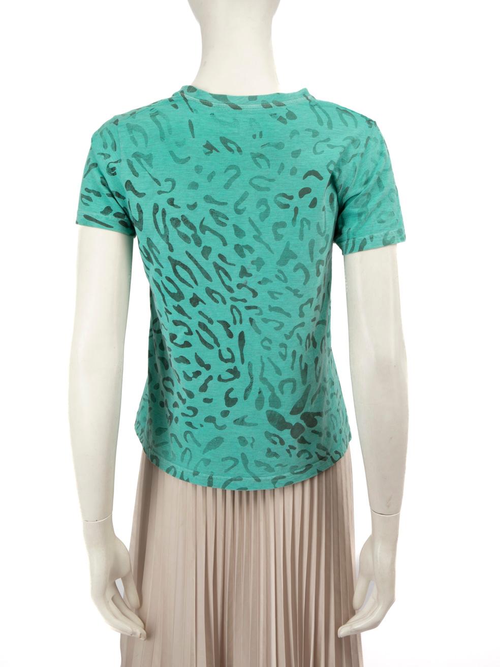 Golden Goose Green Leopard Print T-Shirt Size XS In Good Condition For Sale In London, GB