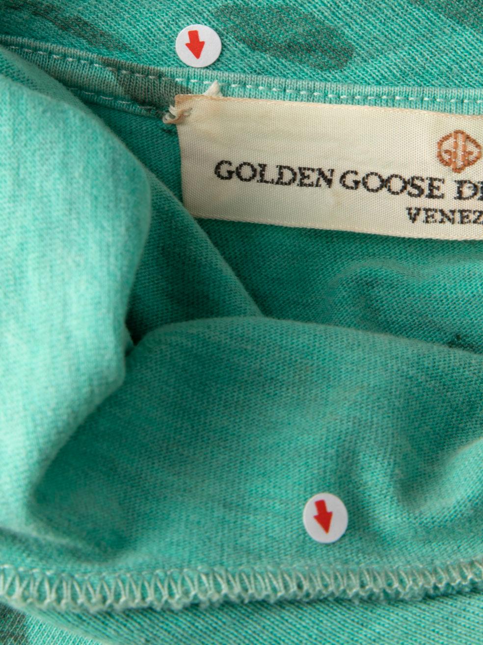 Golden Goose Green Leopard Print T-Shirt Size XS For Sale 2