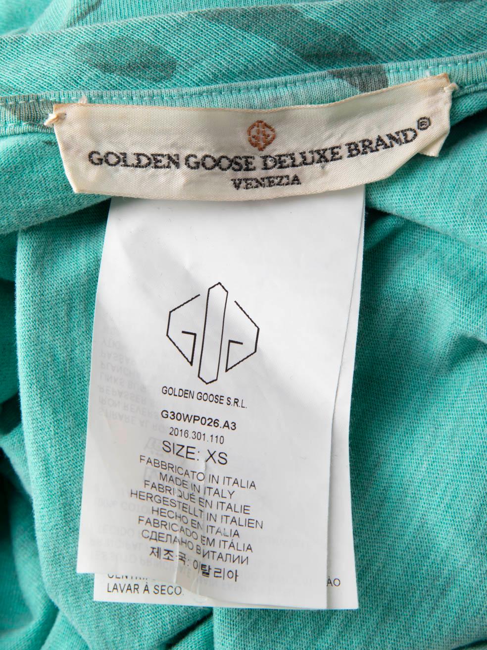 Golden Goose Green Leopard Print T-Shirt Size XS For Sale 3