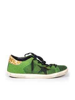 Golden Goose Green Metallic Superstar Trainers Size IT 39