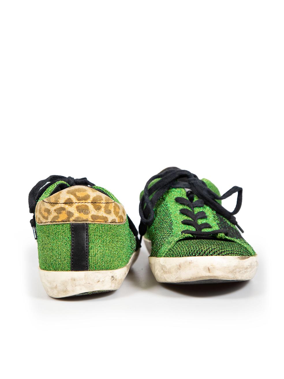 Black Golden Goose Green Metallic Superstar Trainers Size IT 39 For Sale