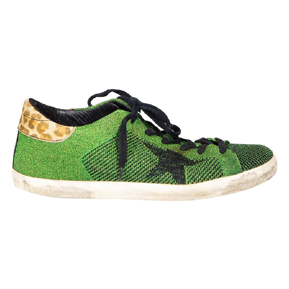 Golden Goose Green Metallic Superstar Trainers Size IT 39 en vente