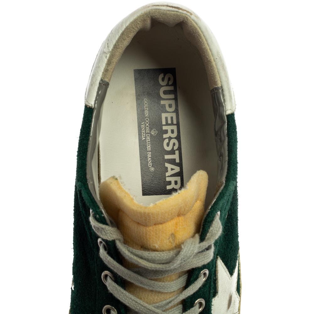 Black Golden Goose Green Suede Leather Superstar Low Top Sneakers Size 43