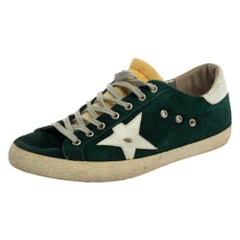 Golden Goose Green Suede Leather Superstar Low Top Sneakers Size 43