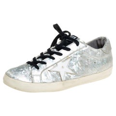 Golden Goose Grey Leather Superstar Lace Up Sneakers Size 40