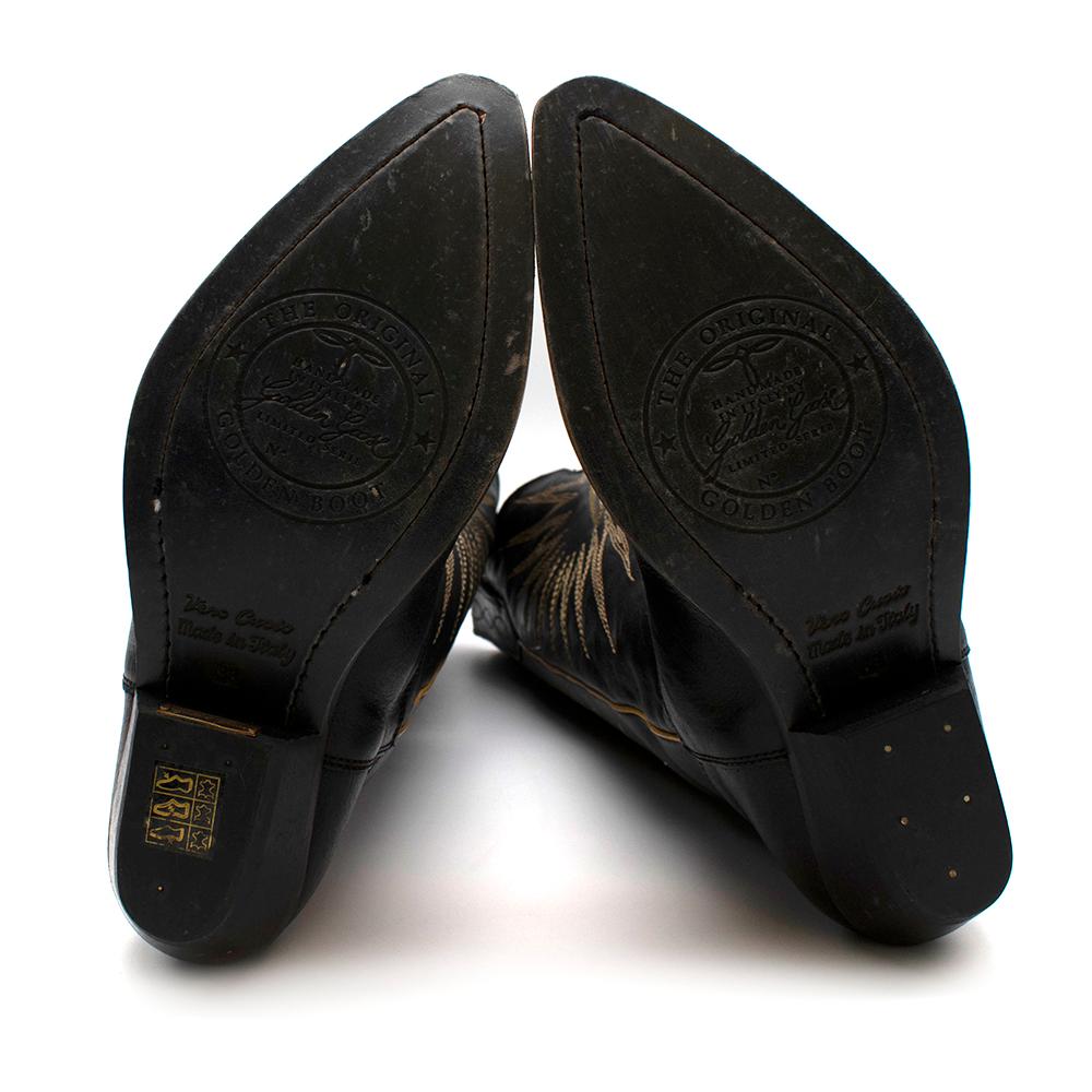 Golden Goose Handmade Wish Star Western Black Leather Boots US6 3