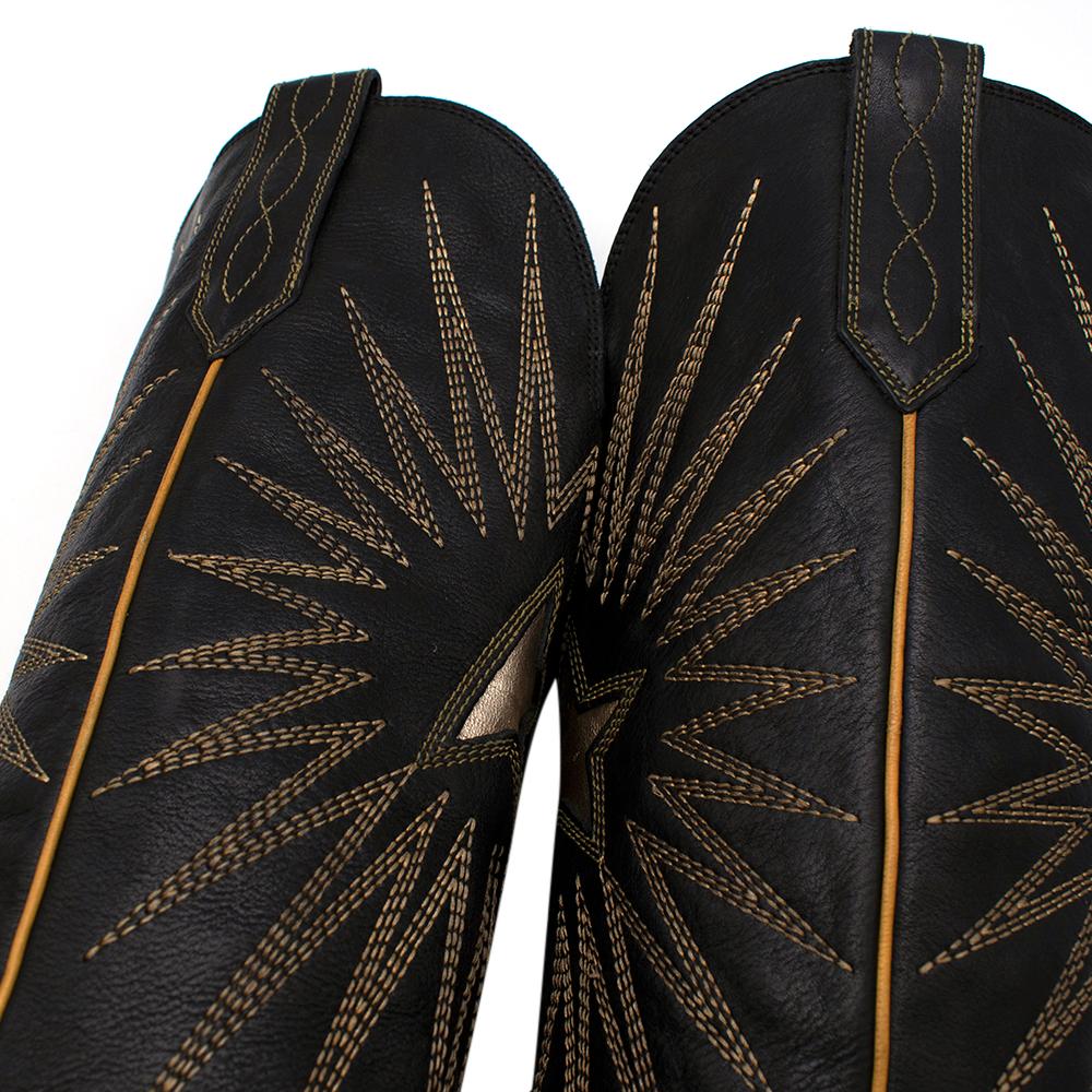 Golden Goose Handmade Wish Star Western Black Leather Boots US6 1