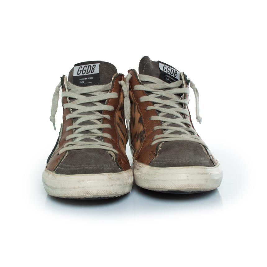 Gray Golden Goose, high top glitter trainers For Sale