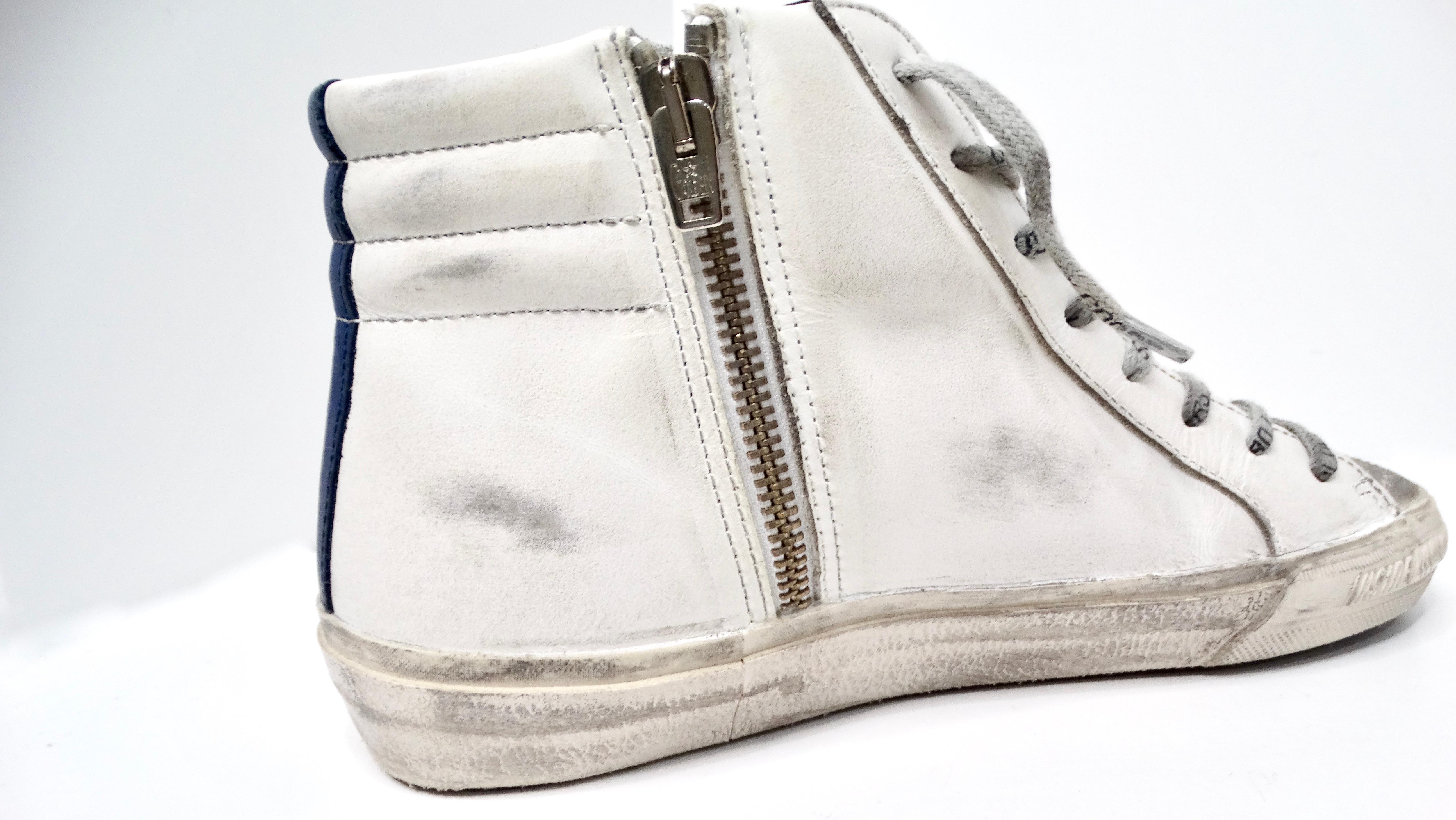 Golden Goose I LOVE NY High-Top Distressed Leather Sneakers For Sale 4