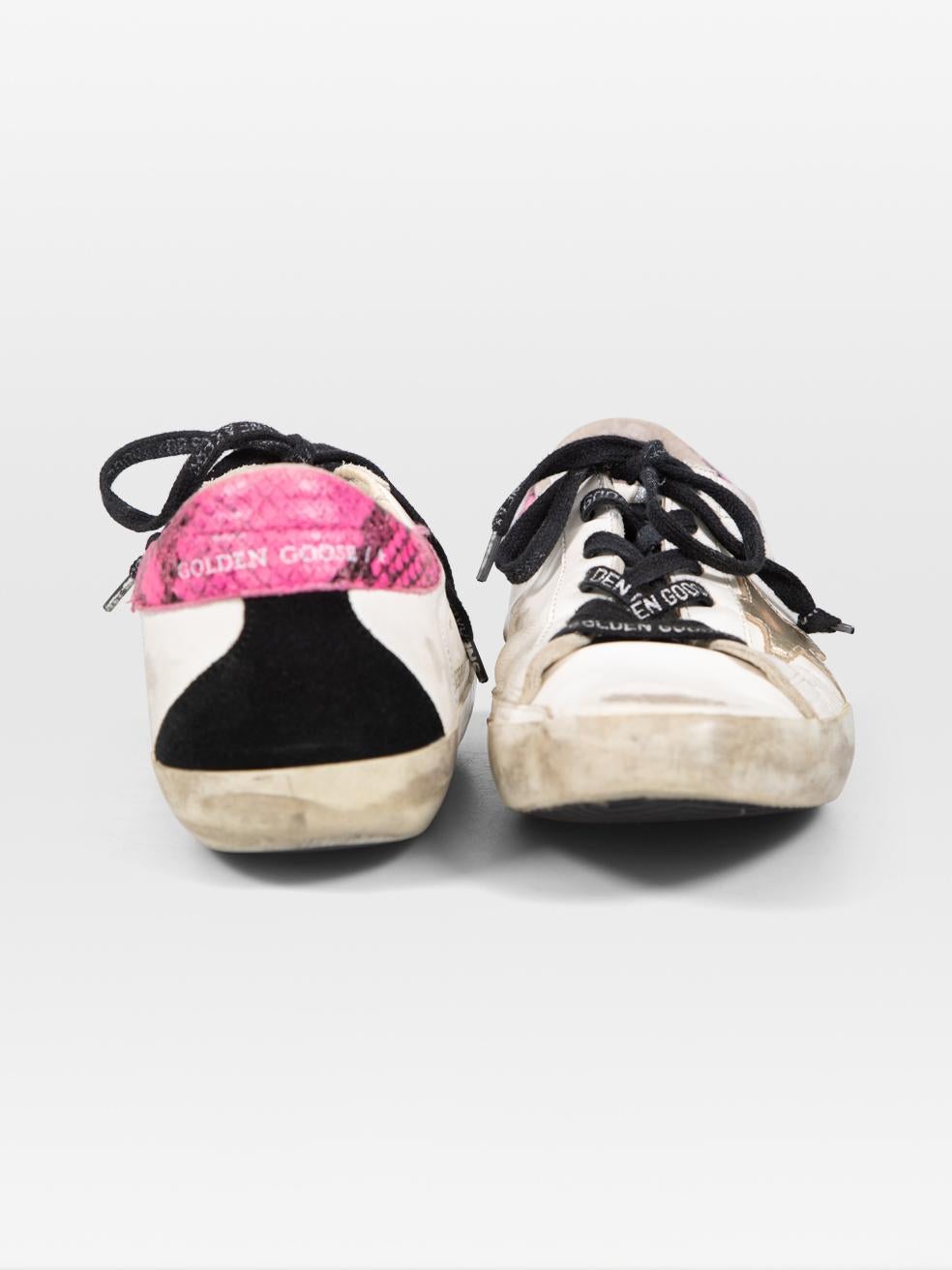 Beige Golden Goose Leather & Suede Superstar Trainers Size IT 38 For Sale